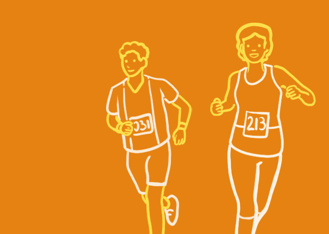 An Illustration of a people running a marathon