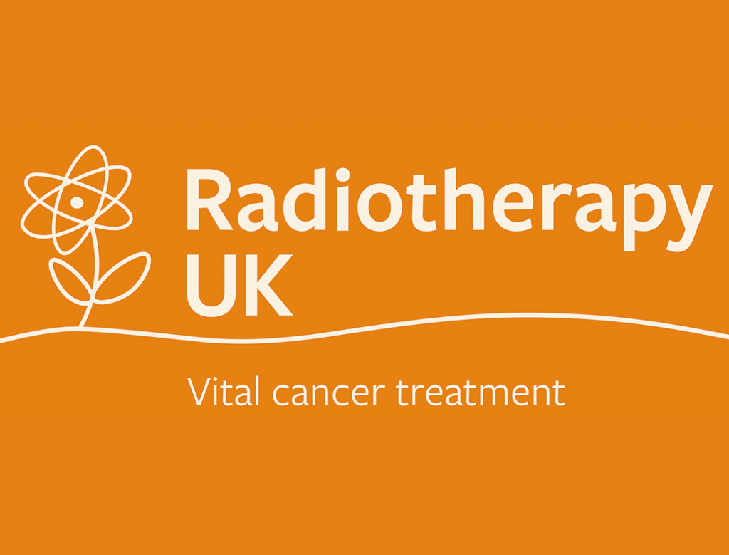 Radiotherapy UK banner - the logo and flower